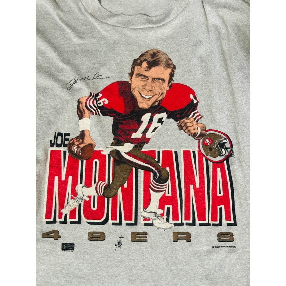 Joe Montana~ Vintage XL Caricature 49ers NFL Football Screen Stars Vtg T-Shirt